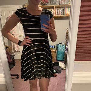 Black striped skater dress